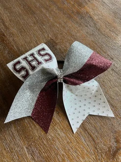 Burgundy Grosgrain Cheer Bows Combination Tails Brenda's Cheer Bows