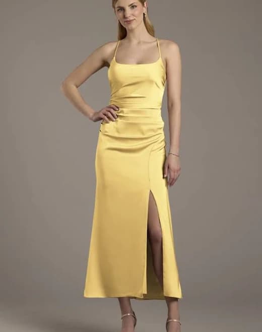DB Studio Matte Satin Ruched Midi Sheath Dress