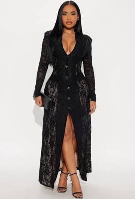 Fashion Nova Split Hem Lace Maxi Dress