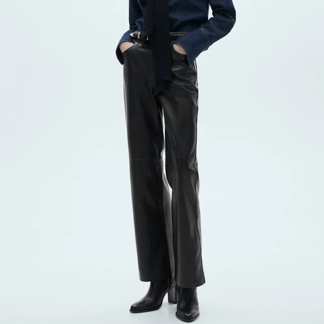 MANGO Women's Leather-Effect Straight Pants