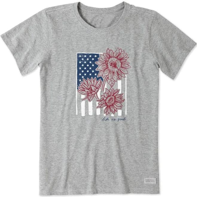 Life Is Good Women's Sunflower Flag Short Sleeve T-Shirt
