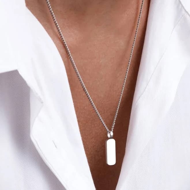 Sylvian Grant Minimal Silver Pendant & Curb Chain