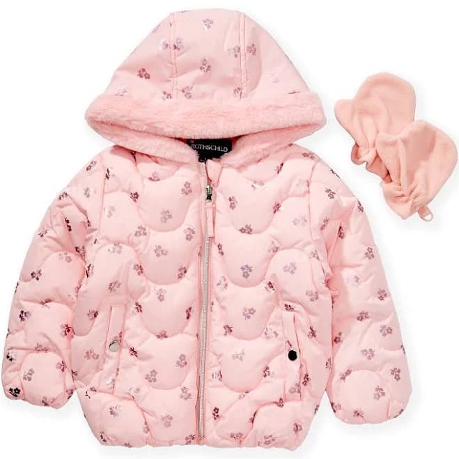 Girls Rothschild Foil Print Wave Quilt Puffer Mittens