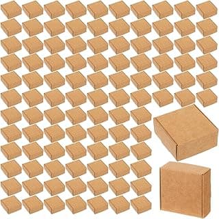 HekouJiub 100 Pcs Mini Cardboard Boxes, 2.16" x 2.16" x 1" Small Gift Boxes Brown Kraft Paper Packaging Boxes Foldable Shipping Box for Jewelry, Art Crafts, Small Business Packing, Party Favors
