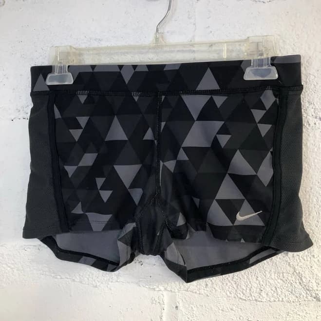 Women's Nike Dri-fit Black Grey Pattern Size Small Athletic Shorts