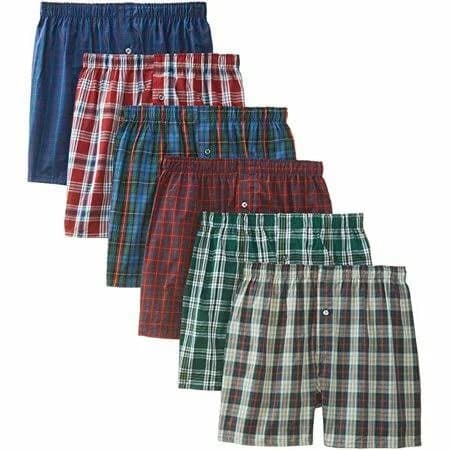 Magg Shop Men's Checker Plaid Cotton Blend Boxers Trunks Underwear Shorts