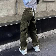UICIOP Gothic Pants Female Style Girl Dressing Pants Female high -Waisted Straight Straight Casual Pants (ArmyGreen,S,Small) at Amazon Women's Clothing store