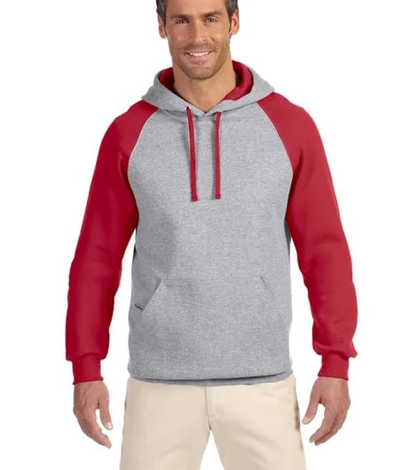 Jerzees 96cr Adult NuBlend Colorblocked Raglan Hooded Sweatshirt