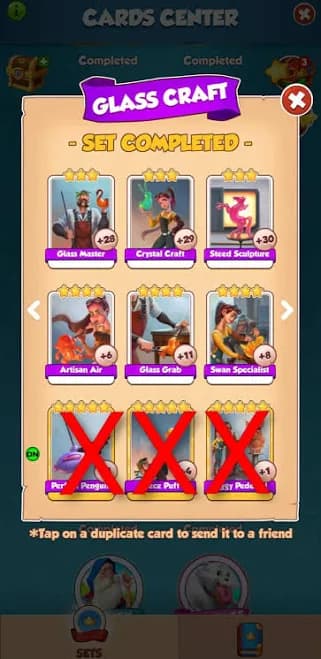 Glass Craft Set - Coin Master (1 Each All Non-gold Cards)