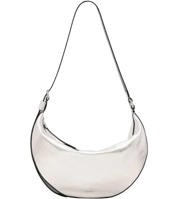 Allsaints Half Moon Metallic Leather Crossbody Bag