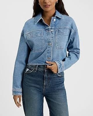 Express Plus Size Women's Cropped Denim Jacket