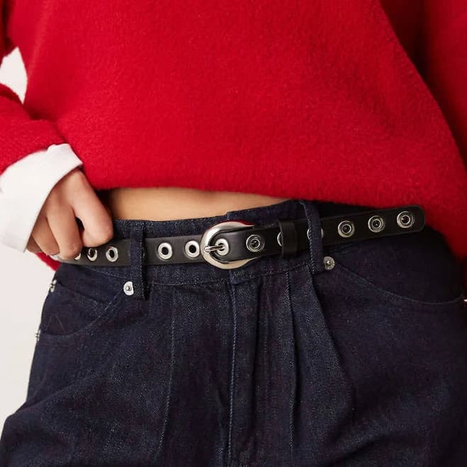 MANGO Slim Studded Grommet Belt