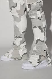 Bring The Vibe Stacked Skinny Snap Flare Pants - Grey/combo | Fashion Nova