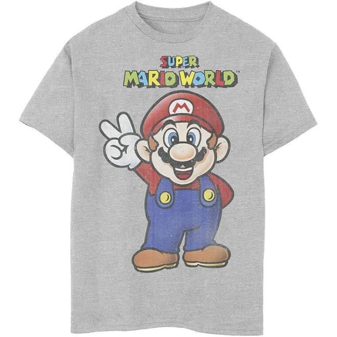 Super Mario World Mario Peace Portrait Graphic Tee