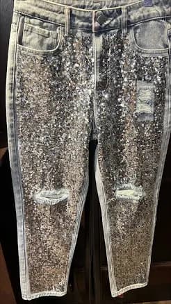 Sequin Full Front Denim Jeans