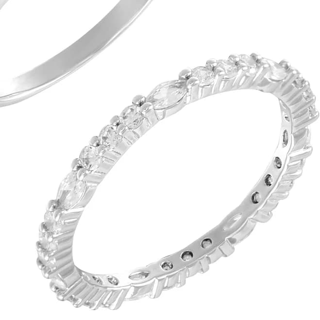 Believe by Brilliance Fine Silver Plate AAA Cubic Zirconia Oval Ring Set
