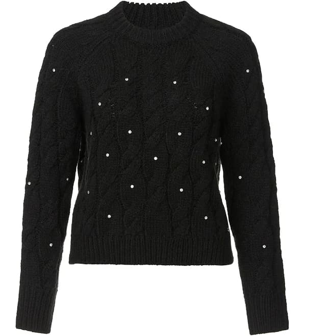 Magari Women's Long Sleeve Crewneck Cable Sweater