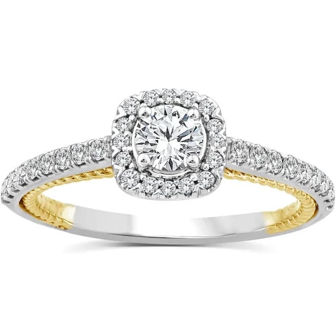 14K White Gold 5/8 ct. Tw. Round Brilliant Cut Diamond Halo Engagement Ring
