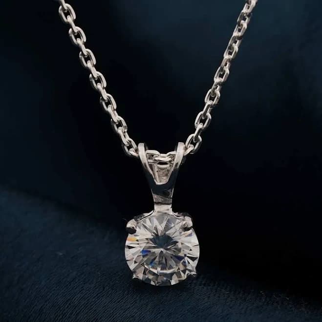 Classic Round Silver Pendant with Chain