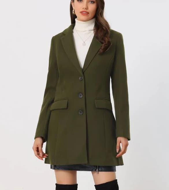 Women's allegra k Notched Lapel Single Breasted Winter Outwear Long Coat