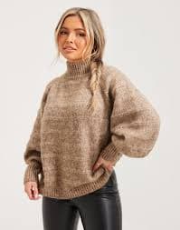 Buy Only ONLCELINA LS HIGH PULLOVER KNT NOOS - Chestnut W. Melange | Nelly.com