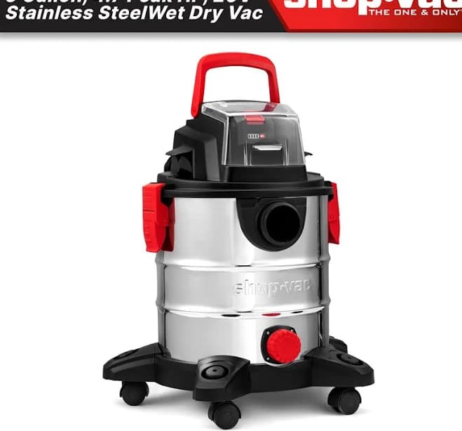 Shop-Vac 5 Gallon 4.7 Peak HP Stainless Steel Cordless Wet/Dry Vacuum