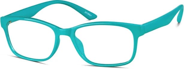 Zenni Rectangle Glasses Universal Bridge Fit Teal Plastic Full Rim Frame, Lightweight, Custom Engraving, Blokz Blue Light Glasses, 2018924