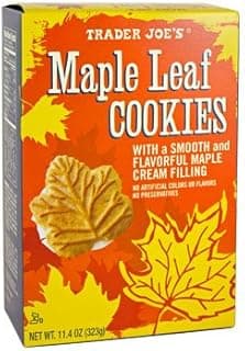 Trader Joe's Seasonal Maple Leaf Cookies with Flavorful Maple Cream Filling 11.4oz (1 Pack)