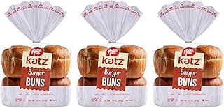 Katz Gluten Free Burger Buns, Free of Dairy, Peanuts, Tree Nuts, and Sesame, No Artificial Color. Kosher (3Pk)