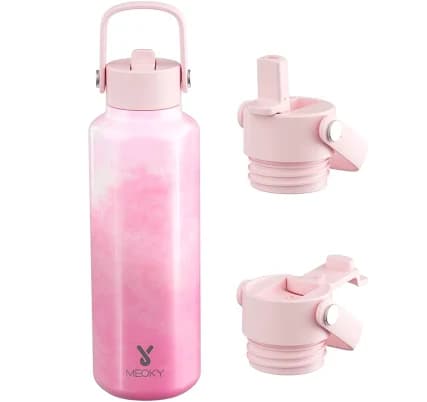 18oz hexagonal water bottle gradient pink white