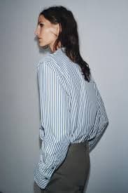 FLOWY STRIPED SHIRT ZW COLLECTION - Blue / White | ZARA United States