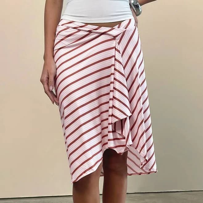 Esmeray Diagonal Stripe Midi Skirt