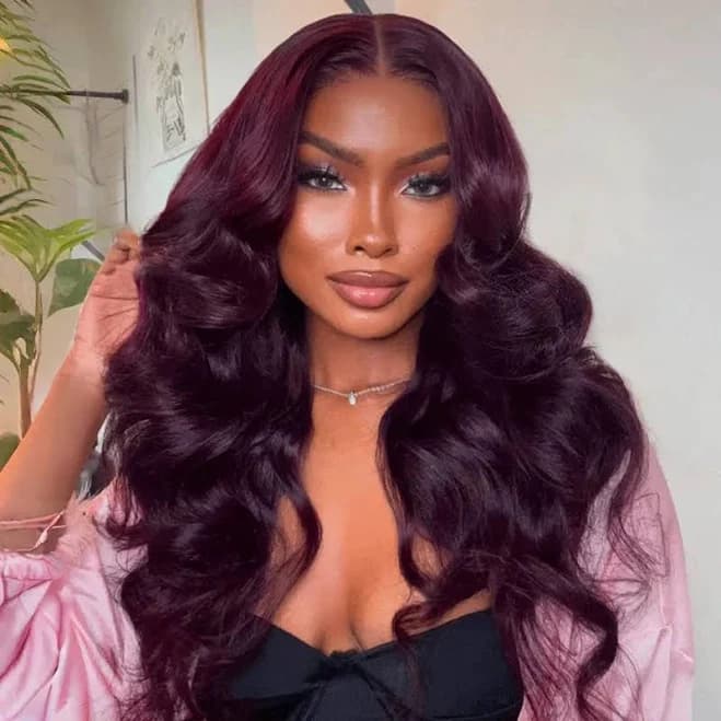 Drak Plum Body Wave Lace Frontal Wig