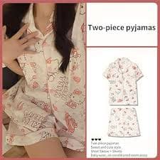 TradWloth Cute Women's Pajama Sets, Cartoon Print Sleepwear Short Sleeve Shirt and Casual Short - 2 Piece, Blue, Medium : Amazon.sg: Fashion