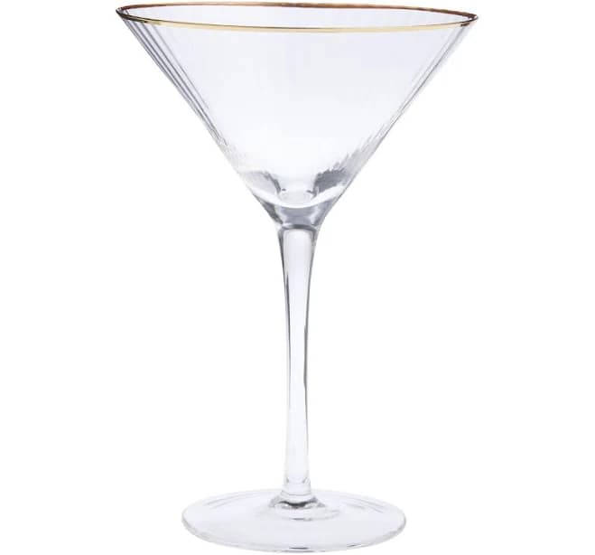 World Market Gold Rim Ribbed Martini Glass