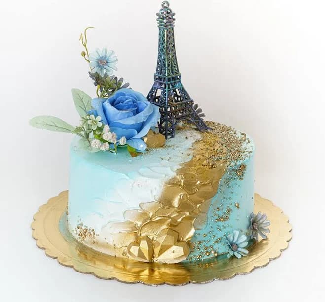 Cake 9 Blue Eiffel Tower Serves Biscuit