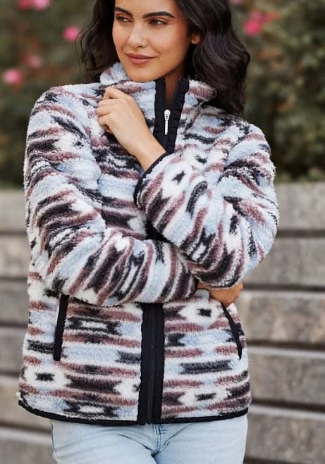 Weathercast Women's Zipper Front Bonded Sherpa Fleece Jacket