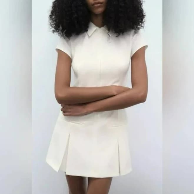 Zara Dresses | Zara Shirt Dress With Pleats | Color: White | Size: XXL | Mawashop's Closet