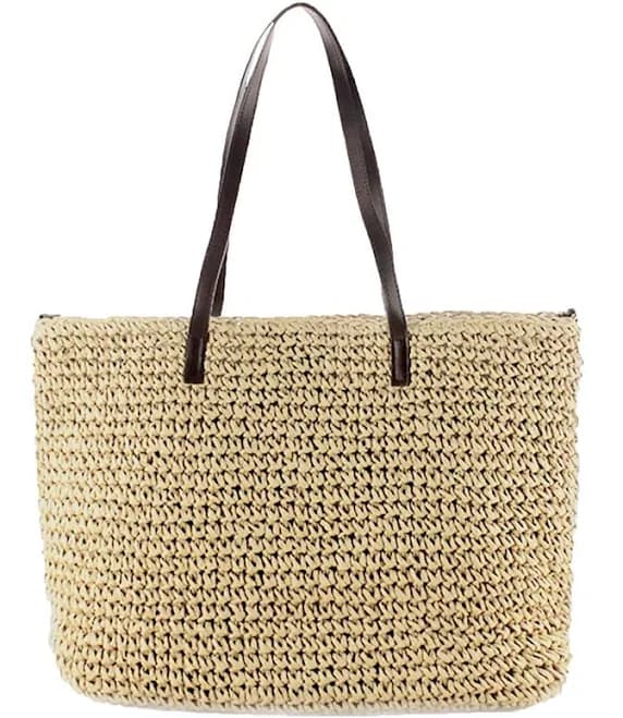 Straw Woven Tote with Woven Handle