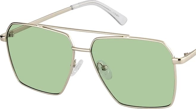 Zenni Women's Aviator Sunglasses with Gold Stainless Steel Full Rim