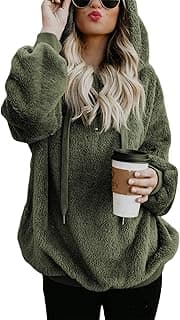 Womens Fuzzy Hoodies Pullover Sport Hoodie Cozy Oversized Pockets Hooded Sweatshirt Athletic Fleece Hoodies