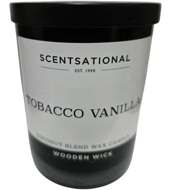 Scentsational Tobacco Vanilla Scented Wood Wick Candle 11 Oz