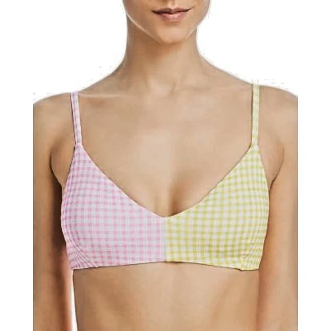 Aqua Swim Womens Checkered Pool Bikini Swim Top