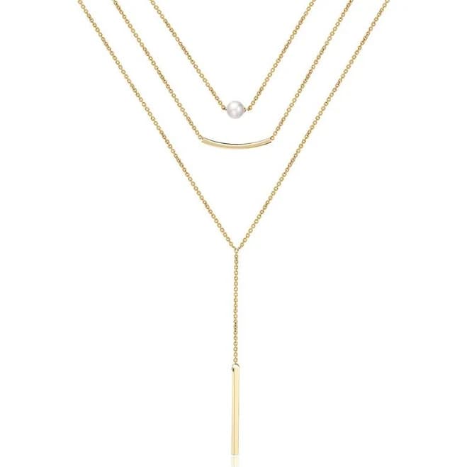 14K Gold Plated Adjustable Y Pendant Choker Necklace