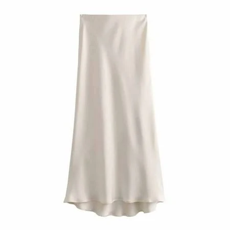 Fatyb Women's Satin High Waist Flowy Maxi Skirt with Drawstring