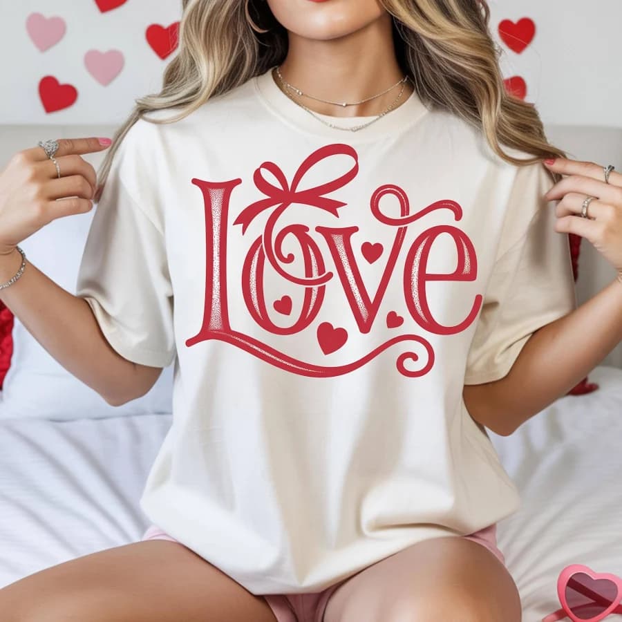 Vintage Love Crewneck Sweatshirt with Bow