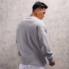 JEEING GEAR Men's Basic Long Sleeve Waffle Sweatshirt Loose Fit Workout Pullover Crewneck Shirt Gray Color Size S at Amazon Men's Clothing store