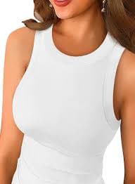 HWOKEFEIYU Women's XS White Summer Sleeveless Slim Ribbed Racerback Tank Top at Amazon Women's Clothing store