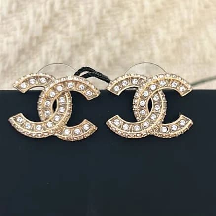 CHANEL CC Crystal Stud Earrings