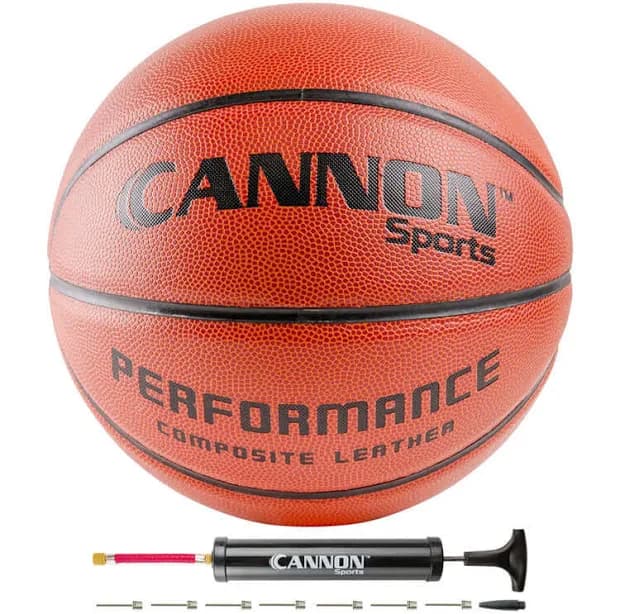Official Size Leather Composite Basketball with Ball Pump, Orange